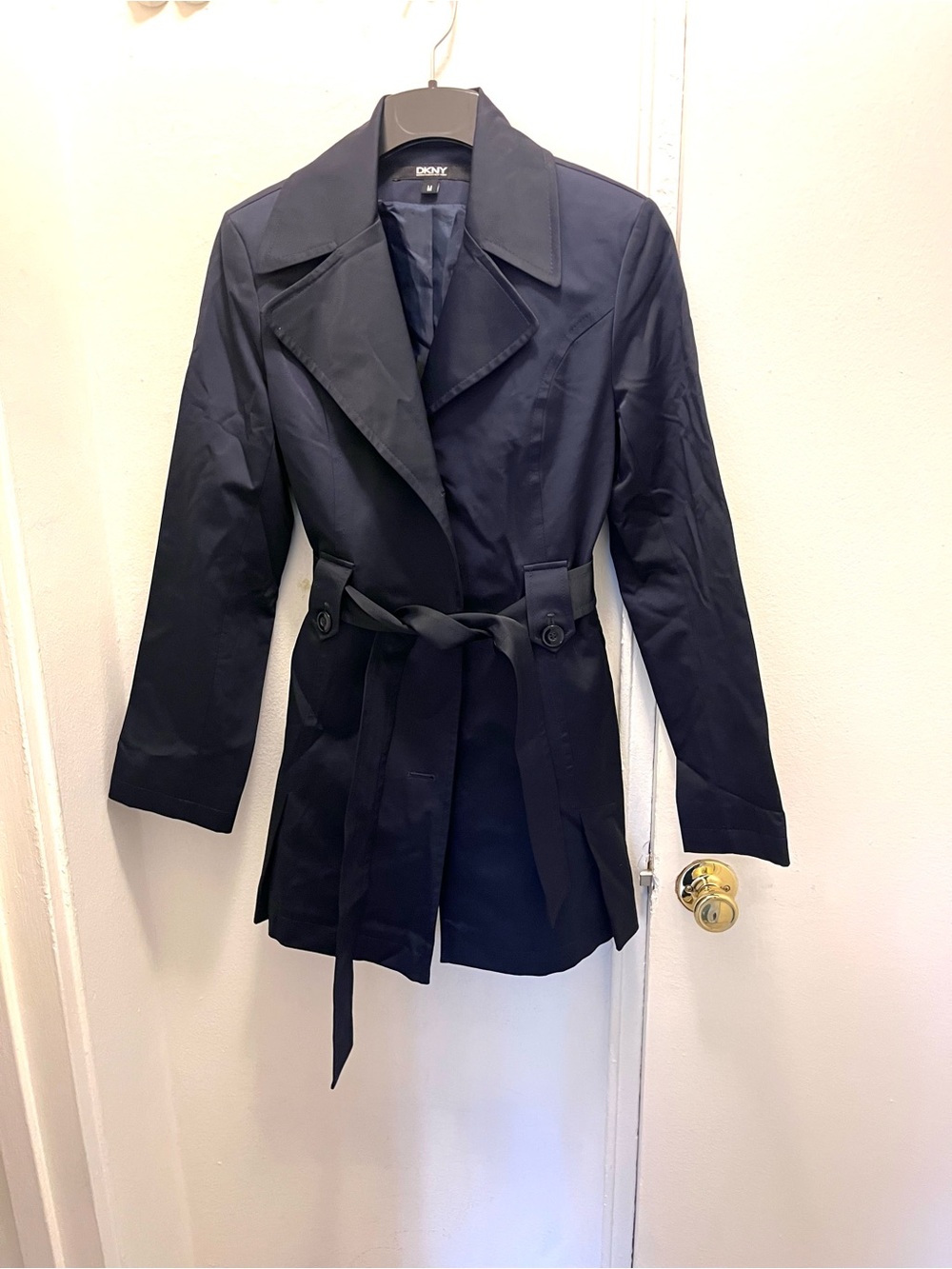 DKNY Classic Navy Belted Trench Coat size M